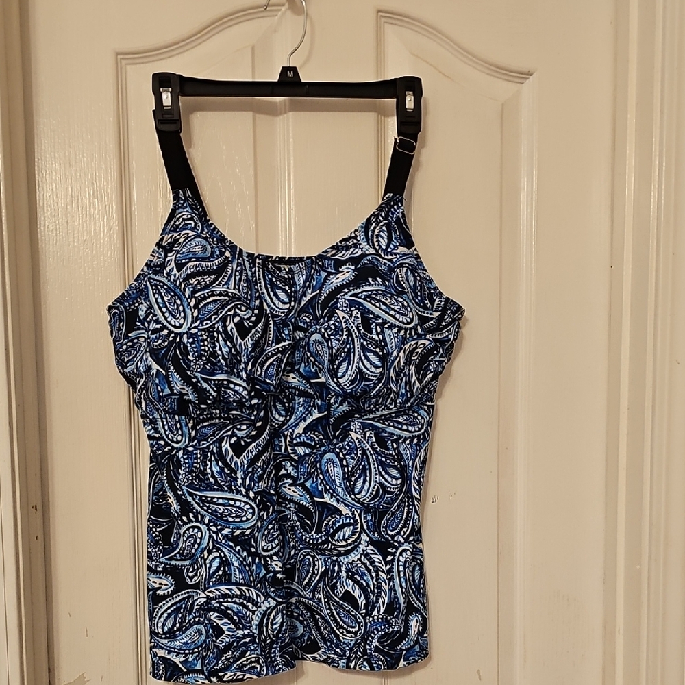 Women's Blue Paisley Tankini Top